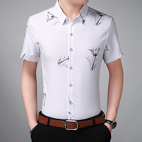 

Men's Daily Weekend Basic / Elegant Shirt - Floral / 3D / Solid Colored Black