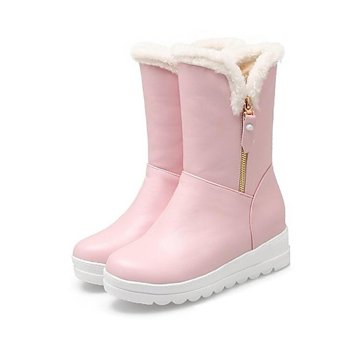 

Women's Boots Flat Heel PU(Polyurethane) Snow Boots / Fluff Lining Fall & Winter White / Black / Pink / EU39