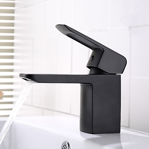 

Bathroom Sink Faucet - Widespread / New Design Black Deck Mounted Single Handle One HoleBath Taps