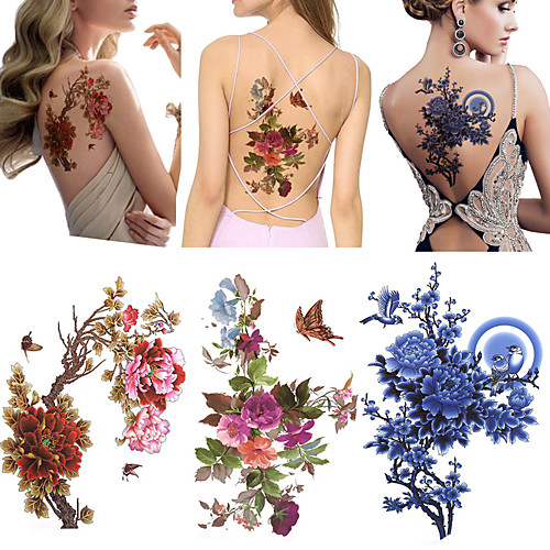 

3 pcs Tattoo Stickers Temporary Tattoos Flower Series Body Arts Shoulder