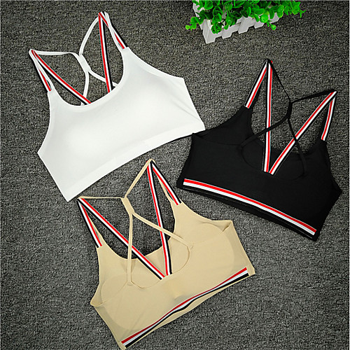 

Women's Backless Sports Bras Full Coverage Bras Camo / Camouflage Sexy Daily White Black Beige