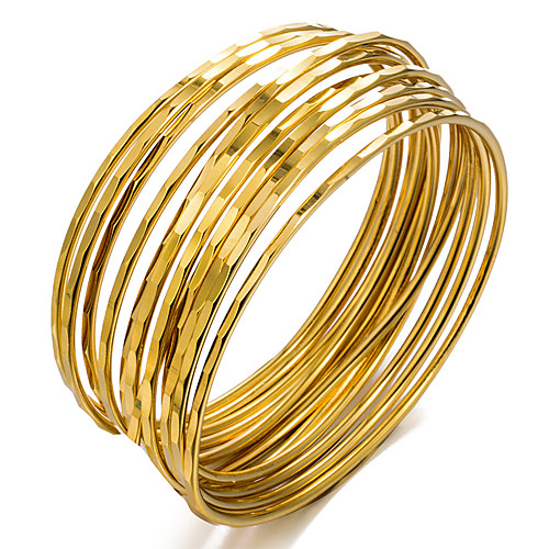 

10pcs Women's Bracelet Bangles Layered Ladies Ethnic Gold Plated Bracelet Jewelry White / Orange / Beige For Party Gift