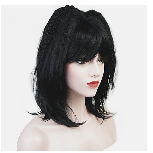 

Synthetic Wig Matte Bob Wig Medium Length Natural Black Synthetic Hair Women's 100% kanekalon hair Black StrongBeauty