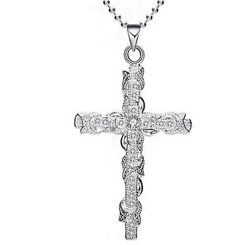 

Women's Cubic Zirconia Pendant Necklace Thick Chain Cross Ladies Classic Fashion Alloy Silver 455 cm Necklace Jewelry 1pc For Daily