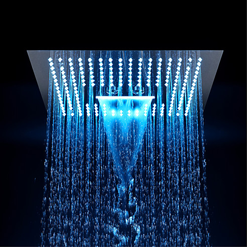 

LED Shower Head Chrome finished 400x400mm SUS304 3 Function Rainfall Waterfall Mist ceiling Mounted