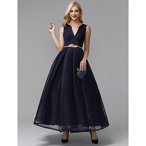 

A-Line V Wire Ankle Length Spandex Elegant / Minimalist Cocktail Party / Prom Dress 2020 with Sash / Ribbon
