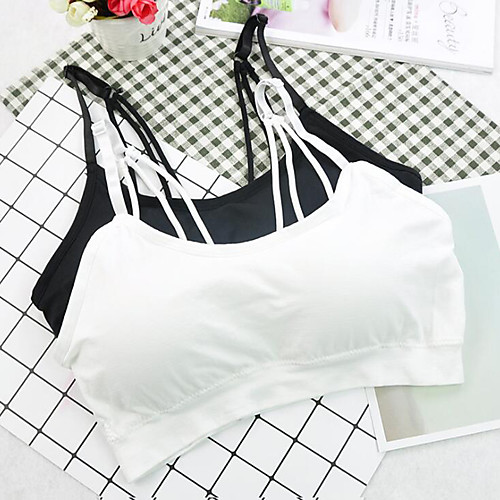 

Women's Sports Bras Full Coverage Bra Solid Colored White Black