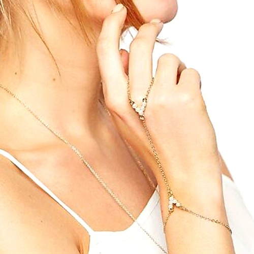 

Women's Pearl Chain Bracelet Ring Bracelet / Slave bracelet Slaves Of Gold Ladies Vintage Fashion Elegant Imitation Pearl Bracelet Jewelry Gold / Silver For Party Ceremony