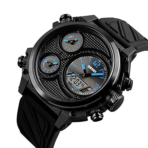 

Men's Sport Watch Digital Watch Japanese Quartz Oversized Quilted PU Leather Black 50 m Water Resistant / Waterproof Chronograph Large Dial Analog - Digital Luxury Creative - White Red Blue Two Years