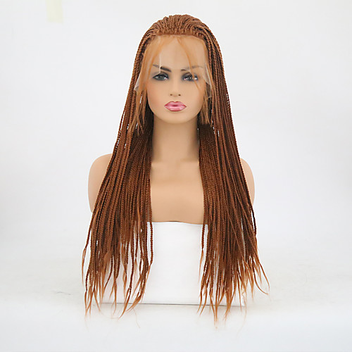 

Synthetic Lace Front Wig Matte Braid Lace Front Wig Long Medium Auburn Synthetic Hair Women's Heat Resistant Braided Wig Brown