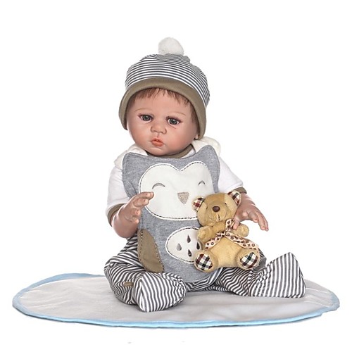 фото Npkcollection npk doll куклы реборн мальчики 22 дюймовый полный силикон для тела винил - подарок очаровательный искусственная имплантация коричневые глаза детские мальчики / девочки игрушки подарок lightinthebox