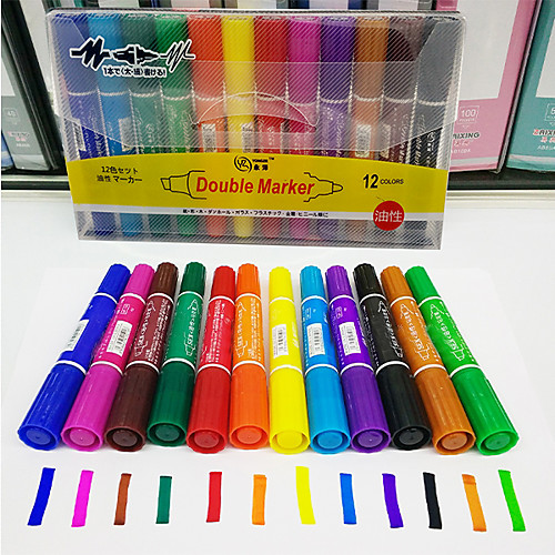 

Markers & Highlighters Pen Pen, Plastics / Oil Multi-Color Ink Colors For School Supplies Office Supplies Pack of 12 pcs