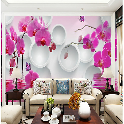 

нежный круг орхидеи фон на заказ обои 3d настенные обои, подходящие для гостиной столовой
