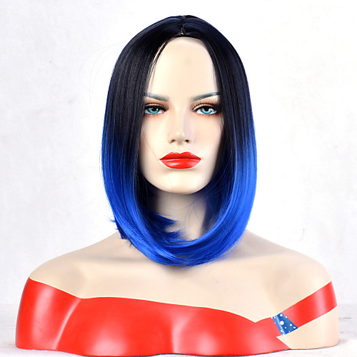 

Synthetic Wig Wavy Middle Part Wig Short Royal Blue Synthetic Hair Women's Heat Resistant Synthetic African American Wig Black Blue