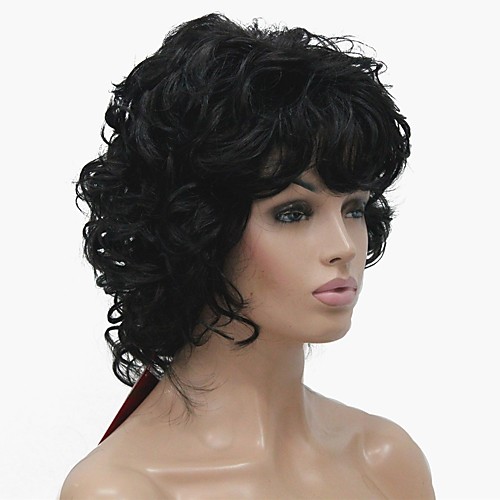 

Synthetic Wig Curly Middle Part Wig Short Dark Brown Synthetic Hair Women's Best Quality Black StrongBeauty