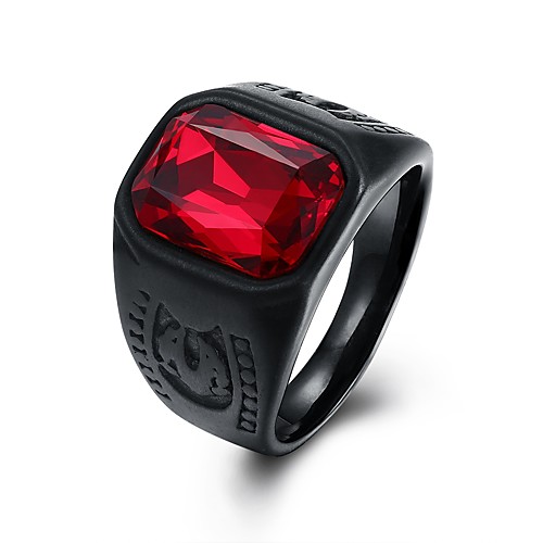 

Men's Band Ring Signet Ring 1pc Red Glass Steel Stainless Circle Geometric Vintage Punk Daily Street Jewelry Vintage Style 3D Solitaire Creative Cool