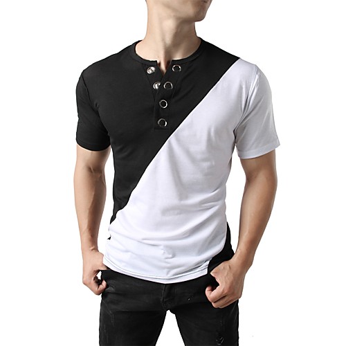 

Men's Daily Holiday Street chic / Punk & Gothic T-shirt - Color Block Round Neck Black / Short Sleeve