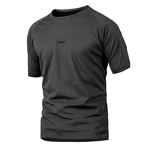 

Men's Camo Hiking Tee shirt Short Sleeve Outdoor Breathable Quick Dry Wear Resistance Tee / T-shirt Top Summer Polyester Crew Neck Camping / Hiking Hunting Outdoor Exercise Khaki Black