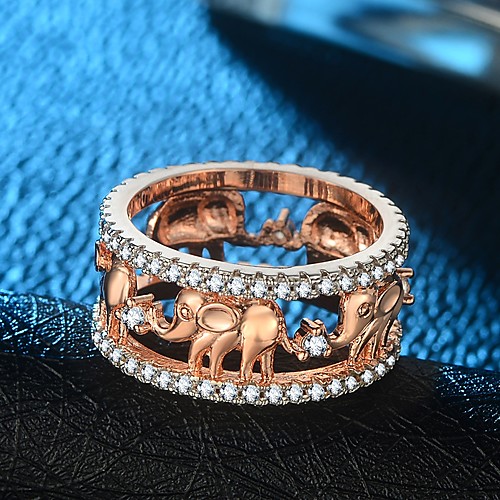

Women's Band Ring Ring Eternity Band Ring 1pc Gold Rose Gold 18K Gold Plated Copper Rose Gold Plated Ladies Vintage Hyperbole Wedding Carnival Jewelry Stylish Hollow Out Elephant Cool