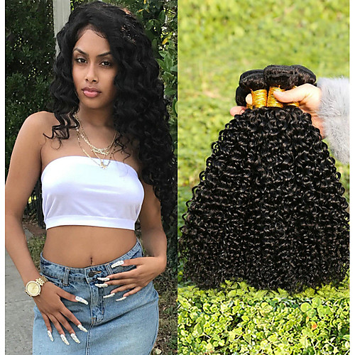 

3 Связки Малазийские волосы Kinky Curly 8A Натуральные волосы Необработанные натуральные волосы Человека ткет Волосы Уход за волосами Пучок волос 8-28 дюймовый Естественный цвет