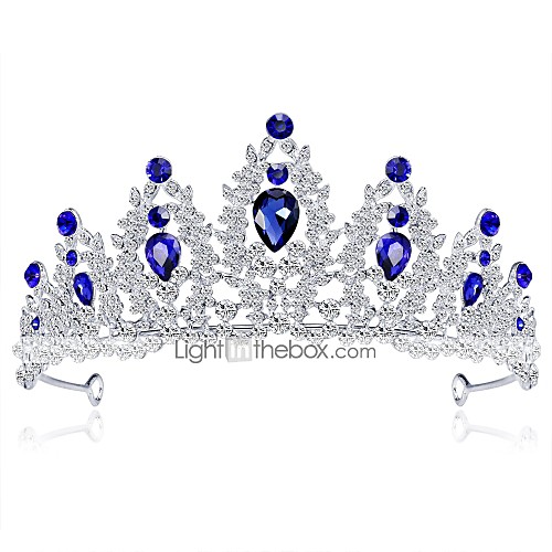 

Women's Tiaras For Wedding Party Homecoming Royalty Beaded Cubic Zirconia Rhinestone Silver Plated Alloy Blue White