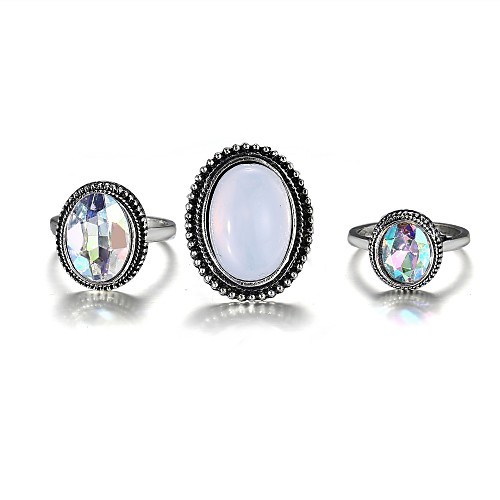 

Women's Knuckle Ring Moonstone 3pcs Silver Rhinestone Alloy Oval Ladies Tropical Romantic Daily Festival Jewelry Classic Stylish Flower