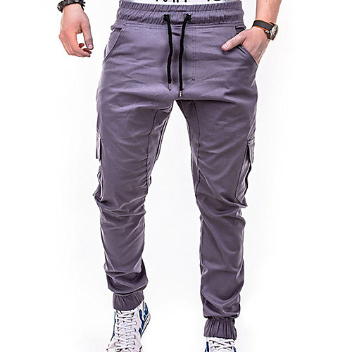 

Men's Basic / Street chic Plus Size Daily Weekend Slim Chinos / Cargo Pants - Solid Colored Navy Blue Gray Khaki XXL XXXL XXXXL