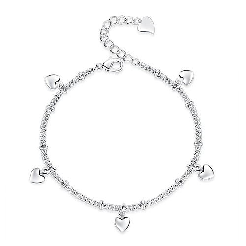 

Anklet Ladies Cute Women's Body Jewelry For Gift Daily Stylish Alloy Heart Silver 1pc