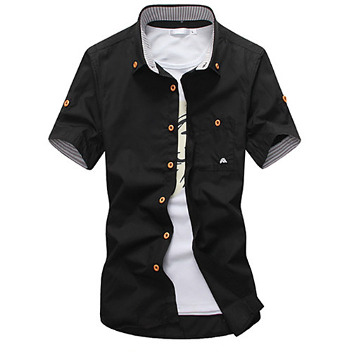 

Men's Going out Shirt - Solid Colored White / Short Sleeve