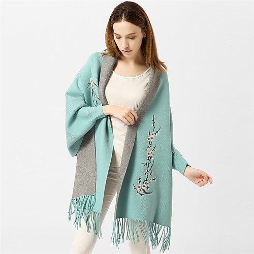 

Women's Basic / Holiday Rectangle Scarf - Print Tassel Fringe / All Seasons