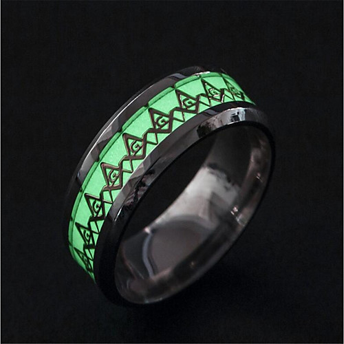 

Men's Band Ring Luminous Stone 1pc Silver Stainless Steel Circular Artistic Unique Design Classic Party Engagement Jewelry Vintage Style Cool