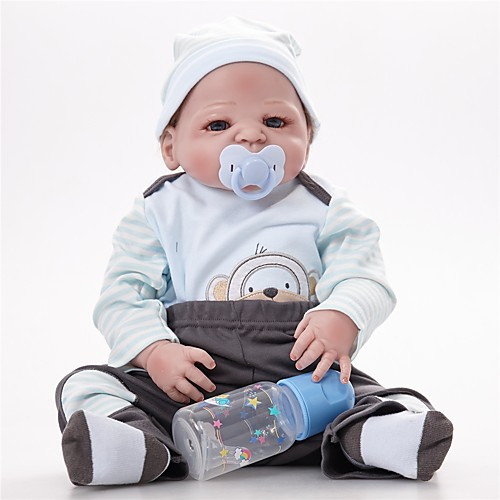 

FeelWind Reborn Doll Baby Boy 22 inch Full Body Silicone - lifelike Hand Made Child Safe Parent-Child Interaction Hand Rooted Mohair Hand Applied Eyelashes Kid's Boys' / Girls' Toy Gift / Floppy Head