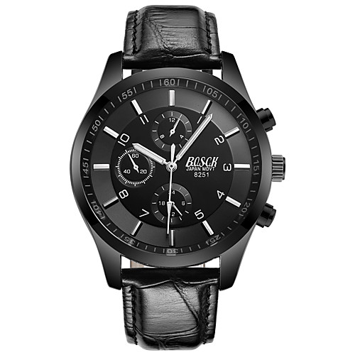 

BOSCK Men's Wrist Watch Quartz Leather Black 30 m Water Resistant / Waterproof New Design Noctilucent Analog Luxury Fashion - White Black Red