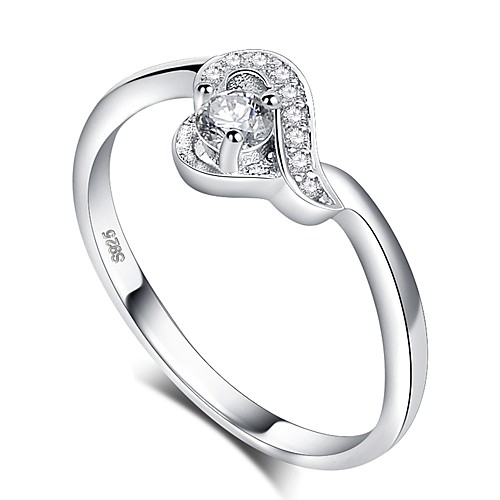 

Women's Ring 1pc Silver Platinum Plated Imitation Diamond White Gold Geometric Ladies Romantic Korean Wedding Gift Jewelry Stylish Round Cut Halo Heart Love Cute Heart