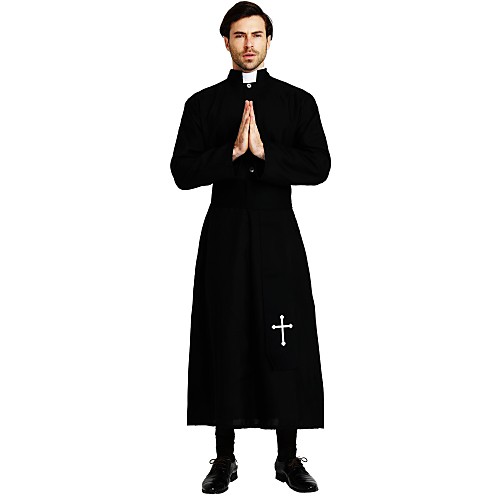 

Missionary Costume Adults' Men's Halloween Halloween Carnival Masquerade Festival / Holiday Polyster Black Carnival Costumes Solid Colored Halloween
