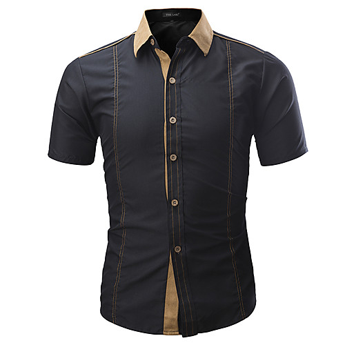 

Men's Daily Basic Shirt - Color Block Blue / Short Sleeve