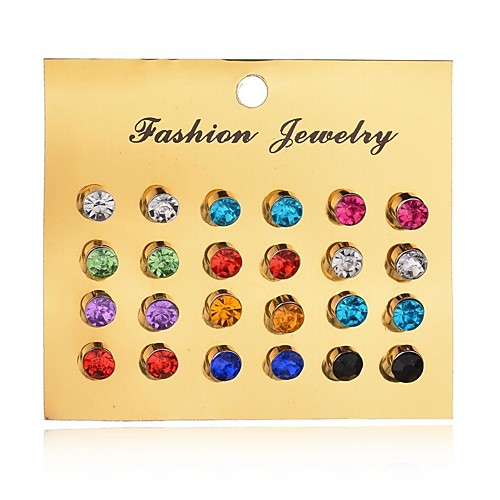 

Women's Citrine Stud Earrings Retro Ladies Fashion Elegant Rhinestone Earrings Jewelry Rainbow For Daily Going out 12 Pairs