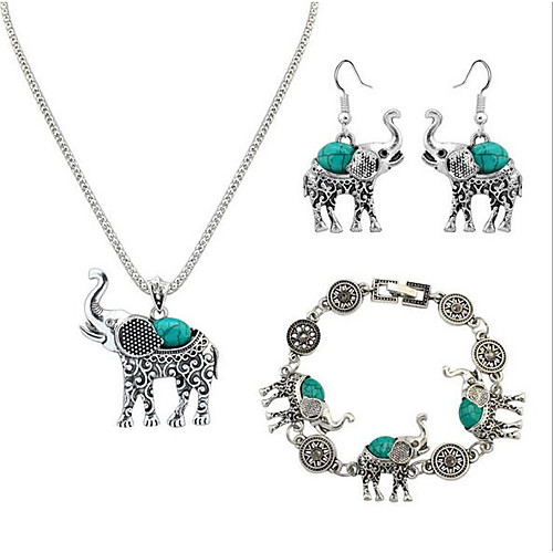 

Women's Charm Bracelet Drop Earrings Pendant Necklace Vintage Style Elephant Ladies Unique Design Vintage Resin Earrings Jewelry Black / Red / Blue For Evening Party Street
