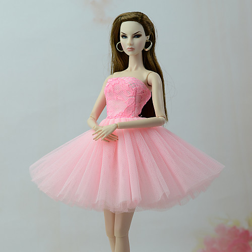 

Doll Dress Dresses For Barbiedoll Pink Tulle Lace Cotton Blend Dress For Girl's Doll Toy / Kids