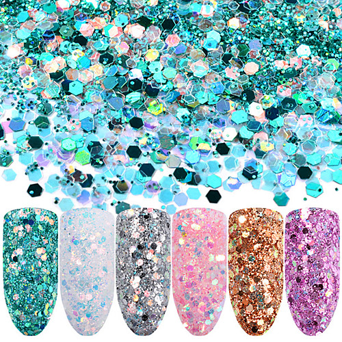 

6pcs Glitter Powder For Fashionable Design / 6 colors nail art Manicure Pedicure Bling Bling Daily Wear