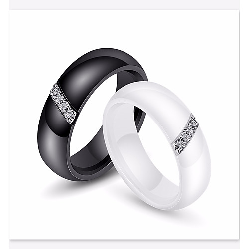 

Couple's Ring AAA Cubic Zirconia 1pc White Black Titanium Steel Ceramic Round Ladies Stylish Simple Gift Date Jewelry Stylish Matching His And Her Relationship