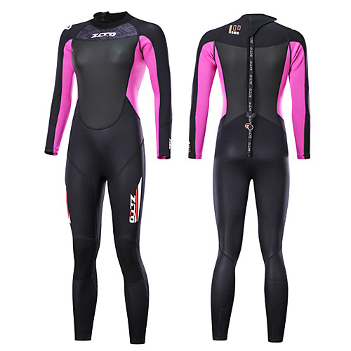 

Women's Full Wetsuit 3mm SCR Neoprene Diving Suit Anatomic Design Stretchy Long Sleeve Back Zip