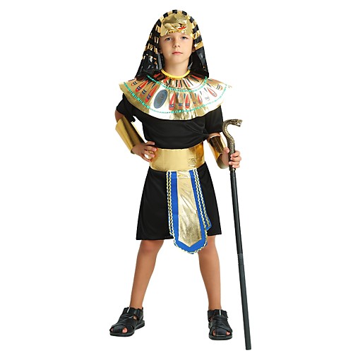 

Pharaoh Costume Boys' Teen Halloween Halloween Carnival Children's Day Festival / Holiday Polyster Outfits Black Solid Colored Halloween