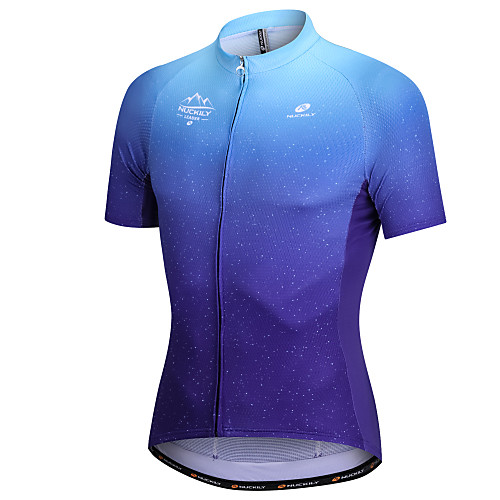 

Nuckily Men's Short Sleeve Cycling Jersey Dark Blue Dot Gradient Bike Tee / T-shirt Jersey Top Mountain Bike MTB Road Bike Cycling Breathable Sports Elastic Polyster Milk Fiber Clothing Apparel