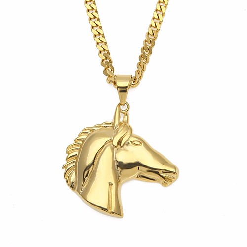 

Men's Pendant Necklace Chain Necklace Cuban Link Thick Chain Horse Head Vintage European Hip-Hop Steel Stainless Gold 70 cm Necklace Jewelry 1pc For Gift Street