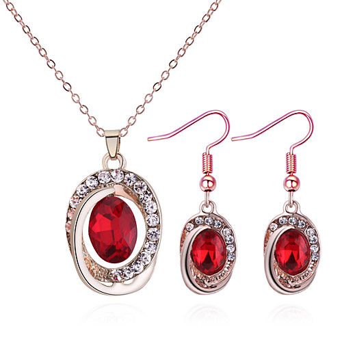 

Women's Necklace Earrings Twisted Ladies European Fashion Elegant Rhinestone Earrings Jewelry Purple / Red / Blue For Daily Evening Party