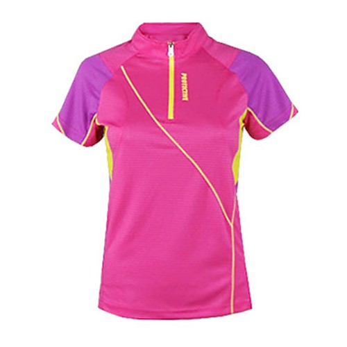 

Women's Hiking Tee shirt Short Sleeve Outdoor Breathable Quick Dry Fitness Back Country Tee / T-shirt Top Summer POLY Standing Collar Camping / Hiking Outdoor Exercise Fuchsia Blue