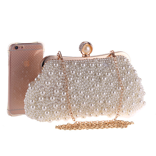 

Women's Pearls / Chain Polyester Evening Bag Solid Color Beige