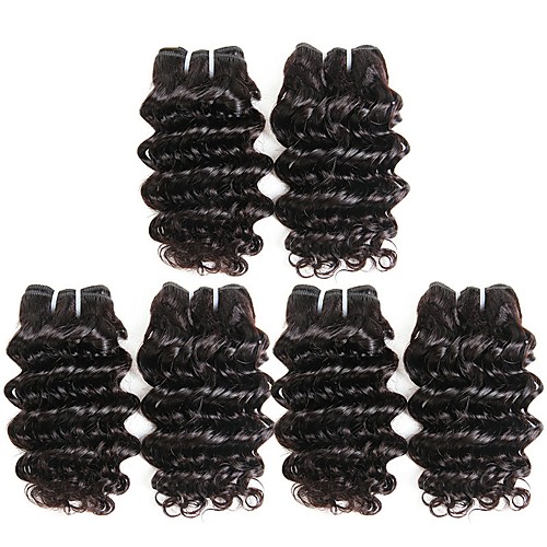 

6 Bundles Malaysian Hair Deep Wave Human Hair Unprocessed Human Hair 300 g Natural Color Hair Weaves / Hair Bulk One Pack Solution Human Hair Extensions 8-28 inch Natural Color Human Hair Weaves / 8A