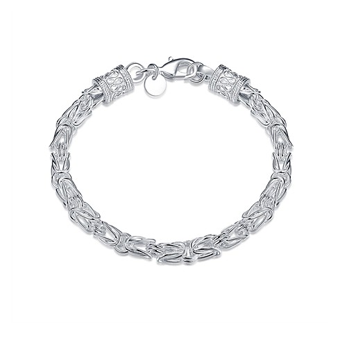 

Men's Chain Bracelet Thick Chain Hollow Snake Simple Basic Copper Bracelet Jewelry Silver For Daily Work / Silver Plated